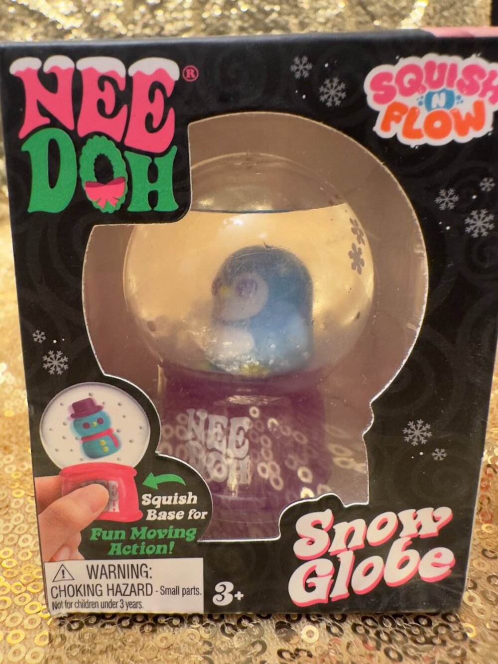 NeeDoh Squish N Flow Snow Globe Penguin Authentic